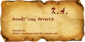 Kovácsy Arnold névjegykártya