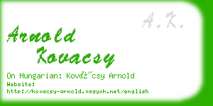 arnold kovacsy business card